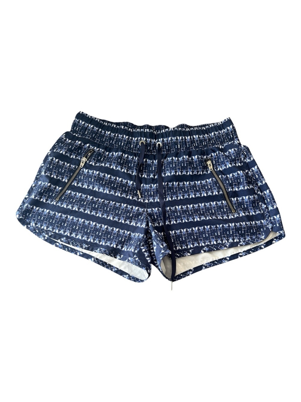 Athleta Athletic Women Navy Patterned Drawstring Shorts Size Extra Small